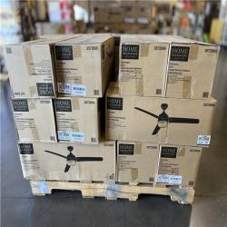 DALLAS LOCATION- Home Decorators Collection Carrington 60 in. Indoor/Outdoor Ceiling Fan with LED Dome Light Kit  Natural Iron with Black Blades PALLET -(18 UNITS)