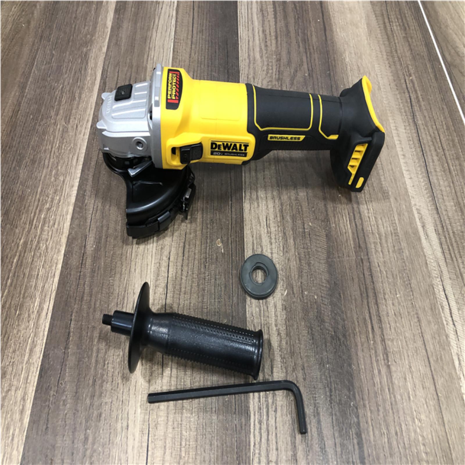 AS-IS DEWALT 20-Volt MAX Cordless Brushless 4-1/2 in. Angle Grinder with Slide Switch (Tool Only)