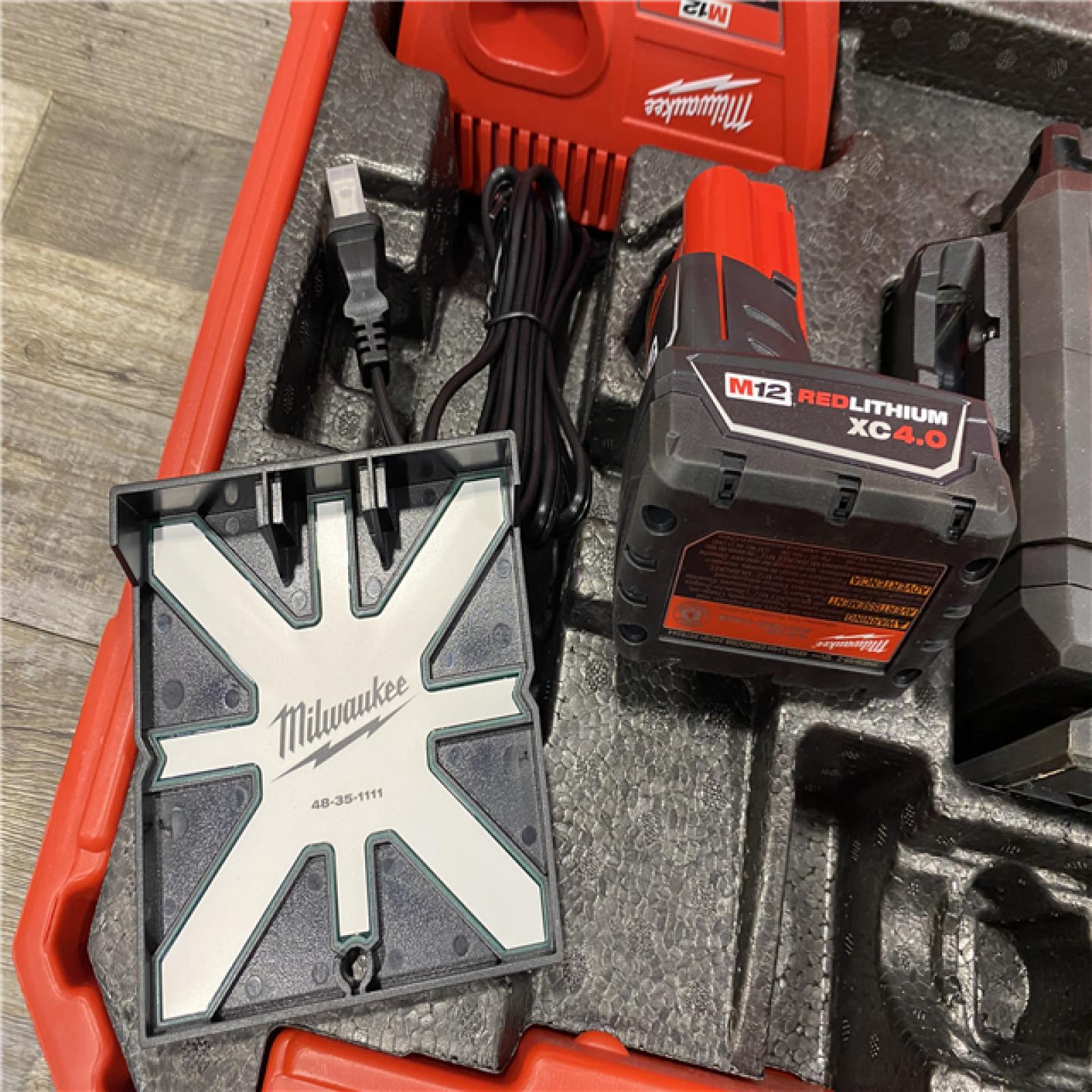 AS-IS Milwaukee 12-Volt Lithium-Ion Cordless Green 250 ft. 3-Plane Laser Level Kit