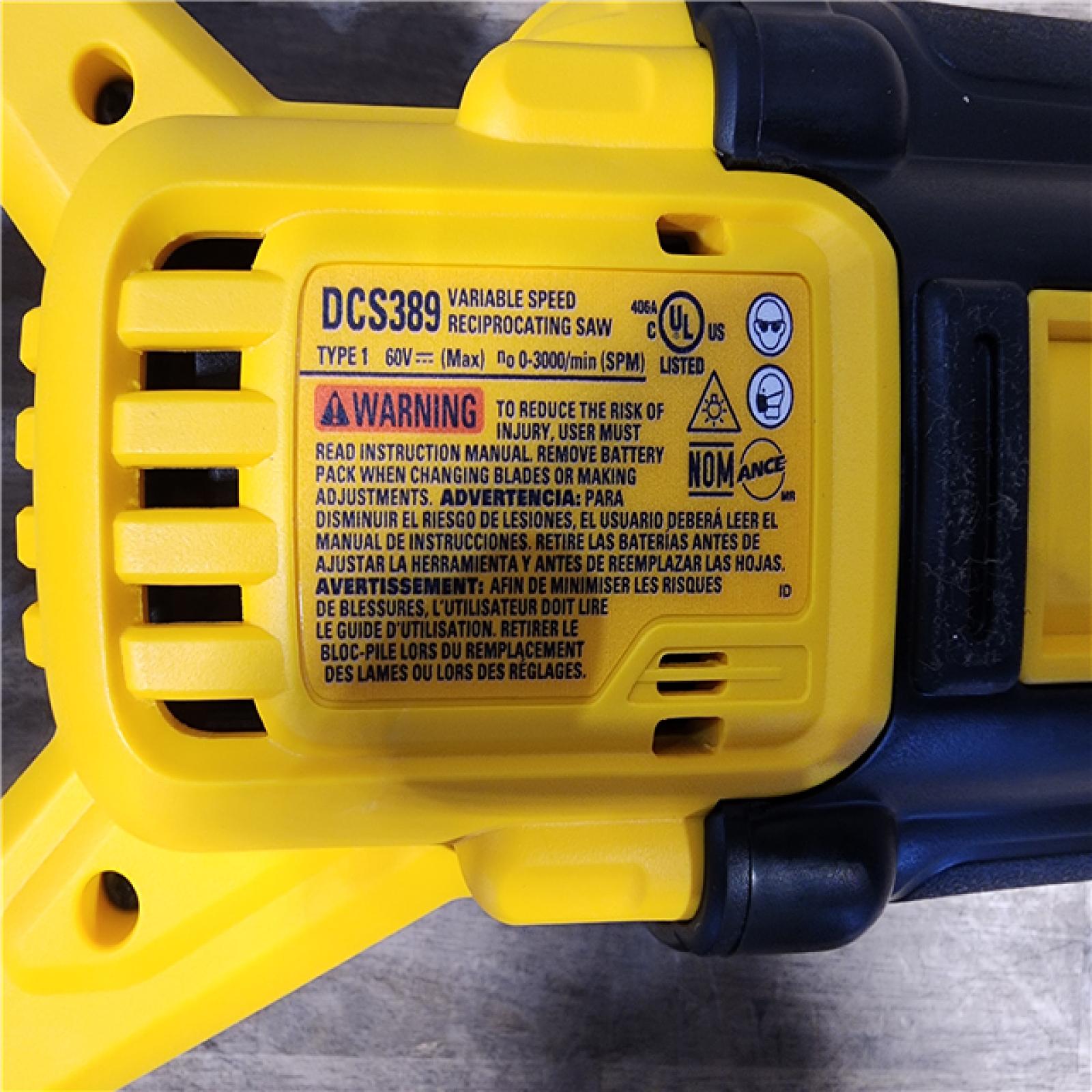 HOUSTON LOCATION - AS-IS (APPEARS LIKE NEW) DeWalt DCS389B FLEXVOLT 60V MAX Cordless Brushless Reciprocating Saw (Tool-Only)