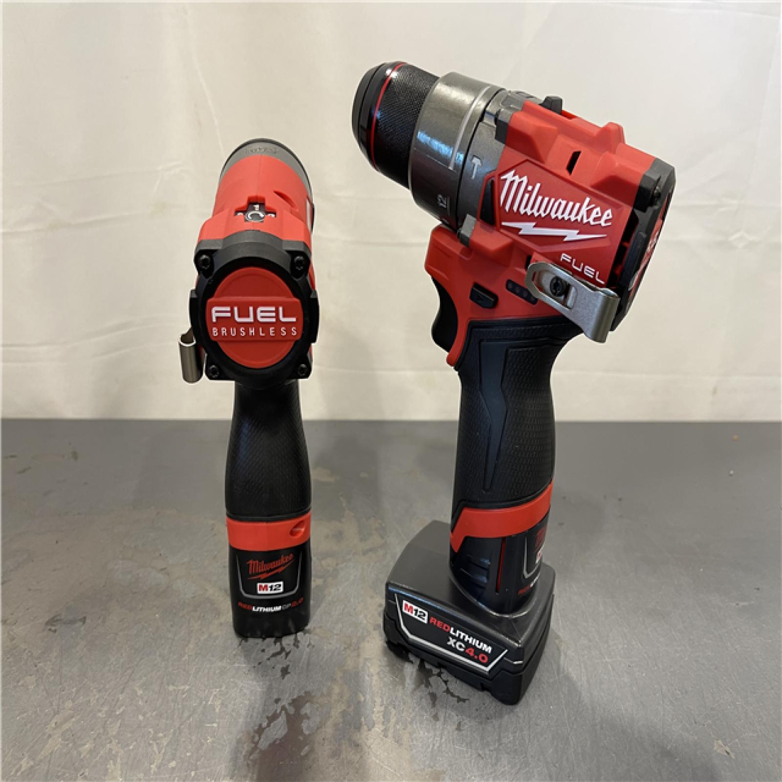 AS-IS - Milwaukee M12 FUEL 12-Volt Lithium-Ion Brushless Cordless Hammer Drill and Impact Driver Combo Kit