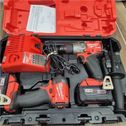 AS-IS MILWAUKEE M18 FUEL 18V Lithium-Ion Brushless Cordless Hammer Drill and Impact Driver Combo Kit (2-Tool) with 2 Batteries