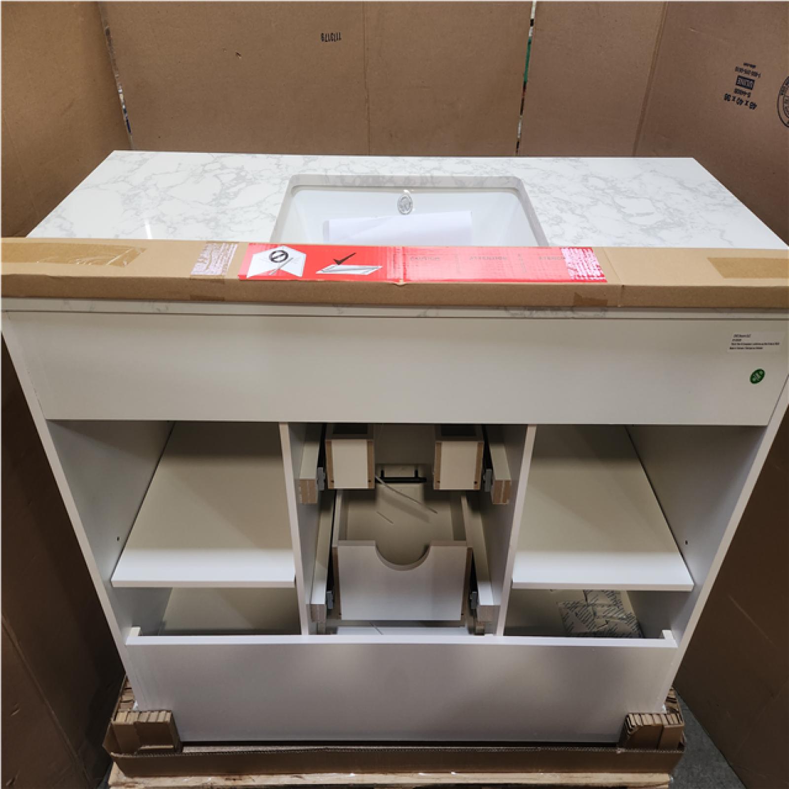 Phoenix NEW Home Decorators Collection Doveton 48 in. Single Sink Freestanding White Bath Vanity with White Engineered Marble Top (Assembled)