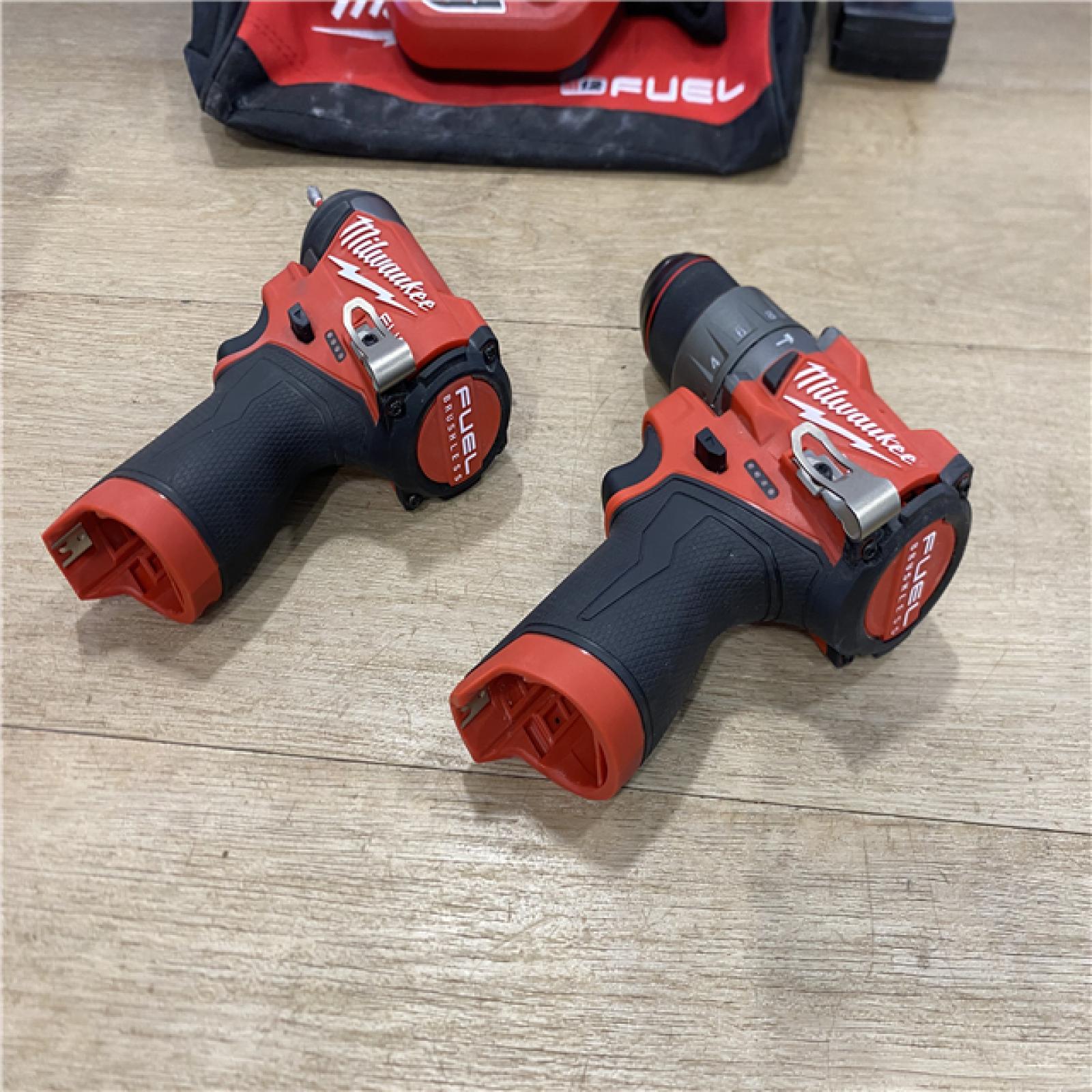 AS-IS Milwaukee FUEL 12-Volt Lithium-Ion Brushless Cordless Hammer Drill and Impact Driver Combo Kit