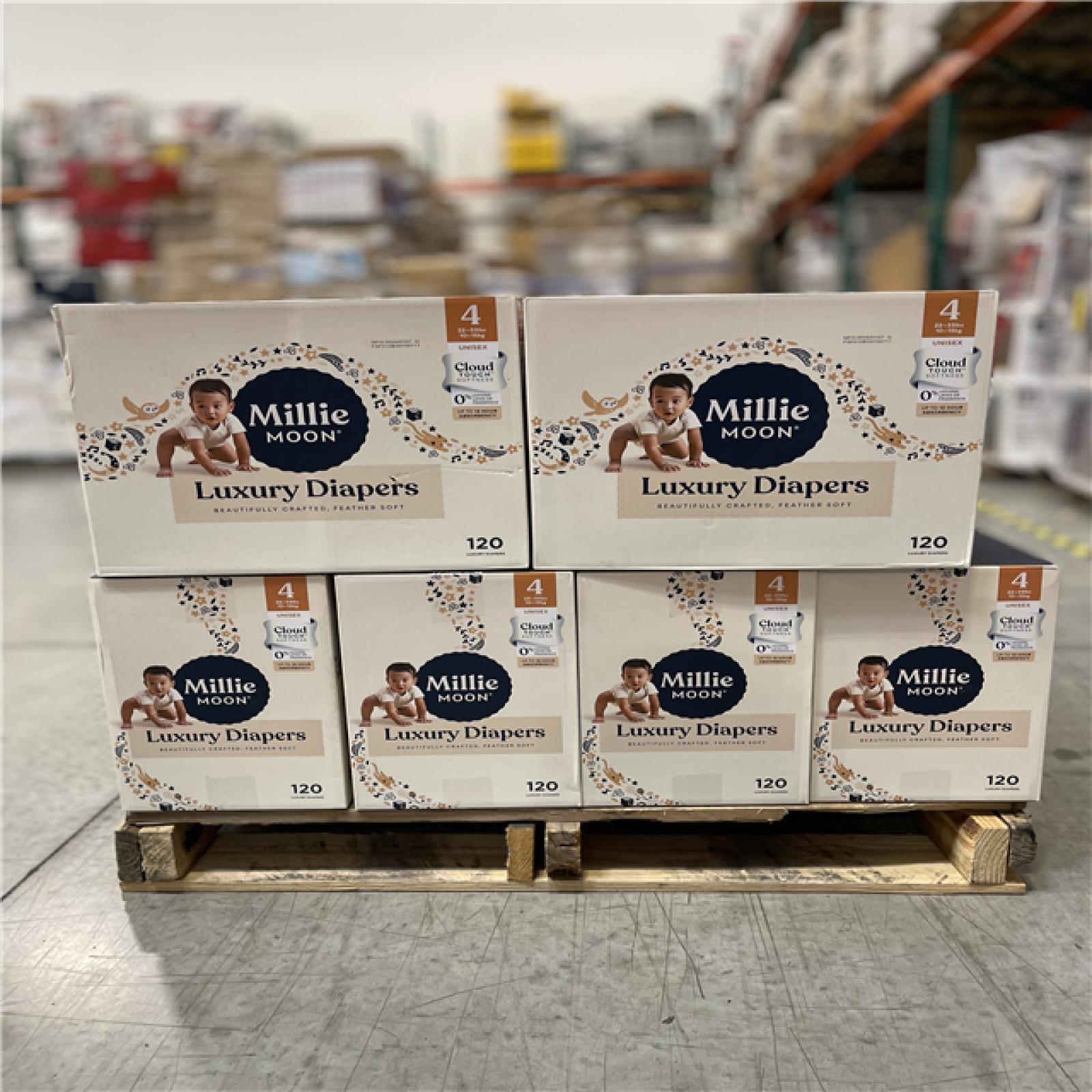 DALLAS LOCATION - Millie Moon Luxury Disposable Diapers - Size 4 PALLET- (20 UNITS)