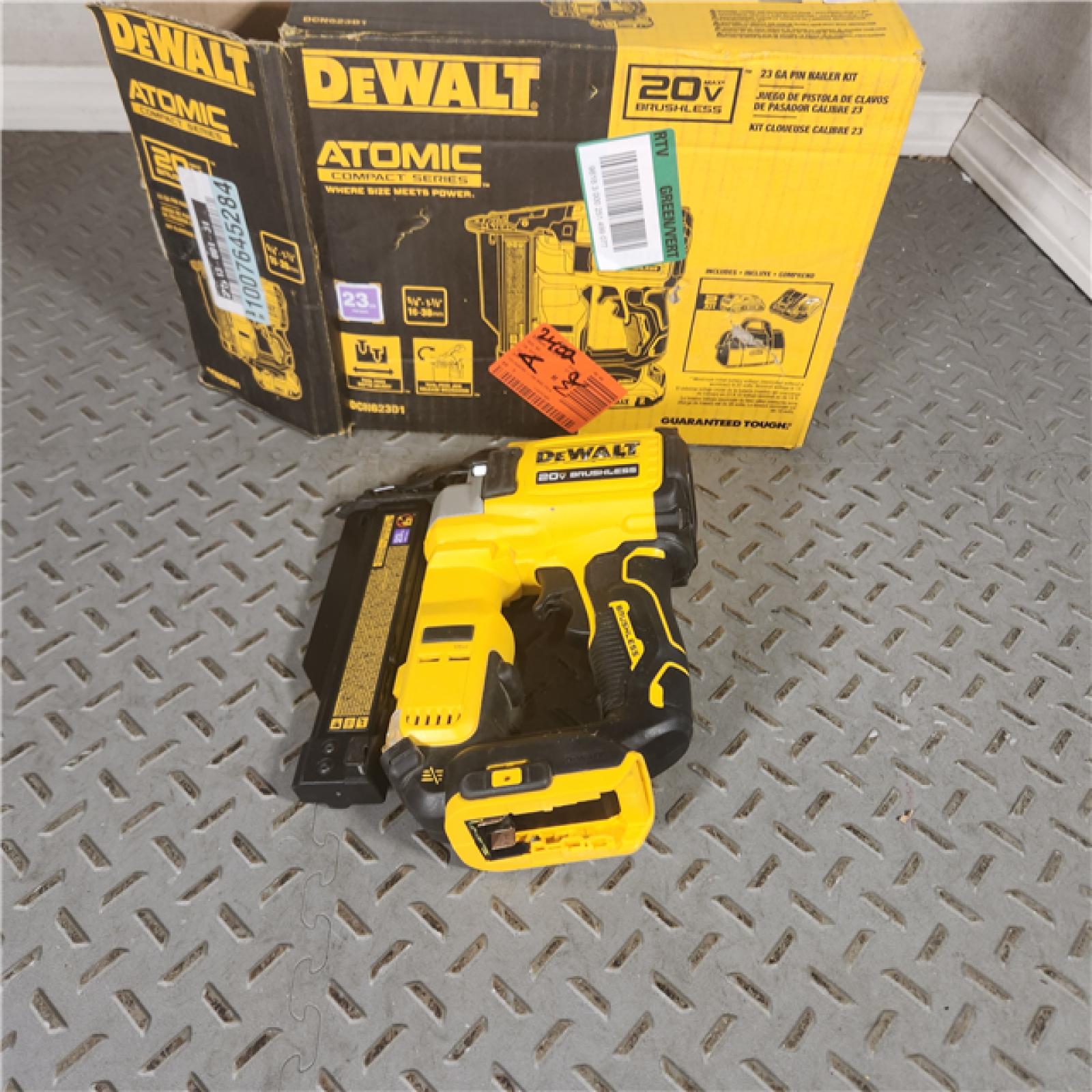 Houston Location - AS-IS DEWALT ATOMIC COMPACT SERIES 20V MAX* Brushless Cordless 23 Ga.Pin Nailer (TOOL ONLY) - Appears IN NEW Condition