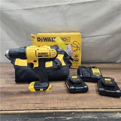 AS-IS DEWALT 20V MAX Cordless 1/2 in. Drill/Driver, (2) 20V 1.3Ah Batteries, Charger and Bag