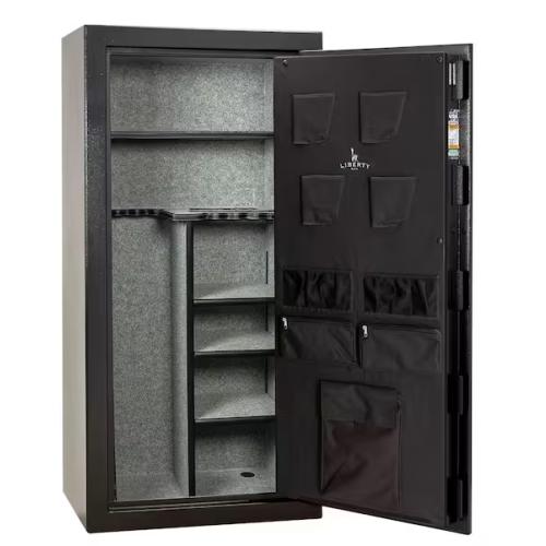DALLAS LOCATION -  LIBERTY SAFE Centurion 24-Gun 40-min fire rating EMP E-Lock  59.25 in H x 28.25 in W x 20 in. L  Black Gun Safe