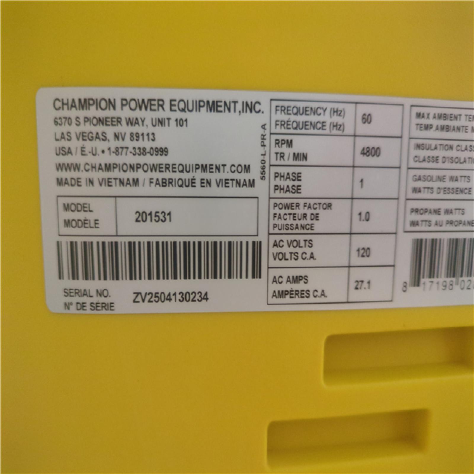 CALIFORNIA AS-IS CHAMPION PORTABLE POWER GENERATOR