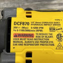 AS-IS DEWALT 20V XR Brushless Cordless 1/4 in. Quiet Hydraulic Impact Driver (Tool-Only)