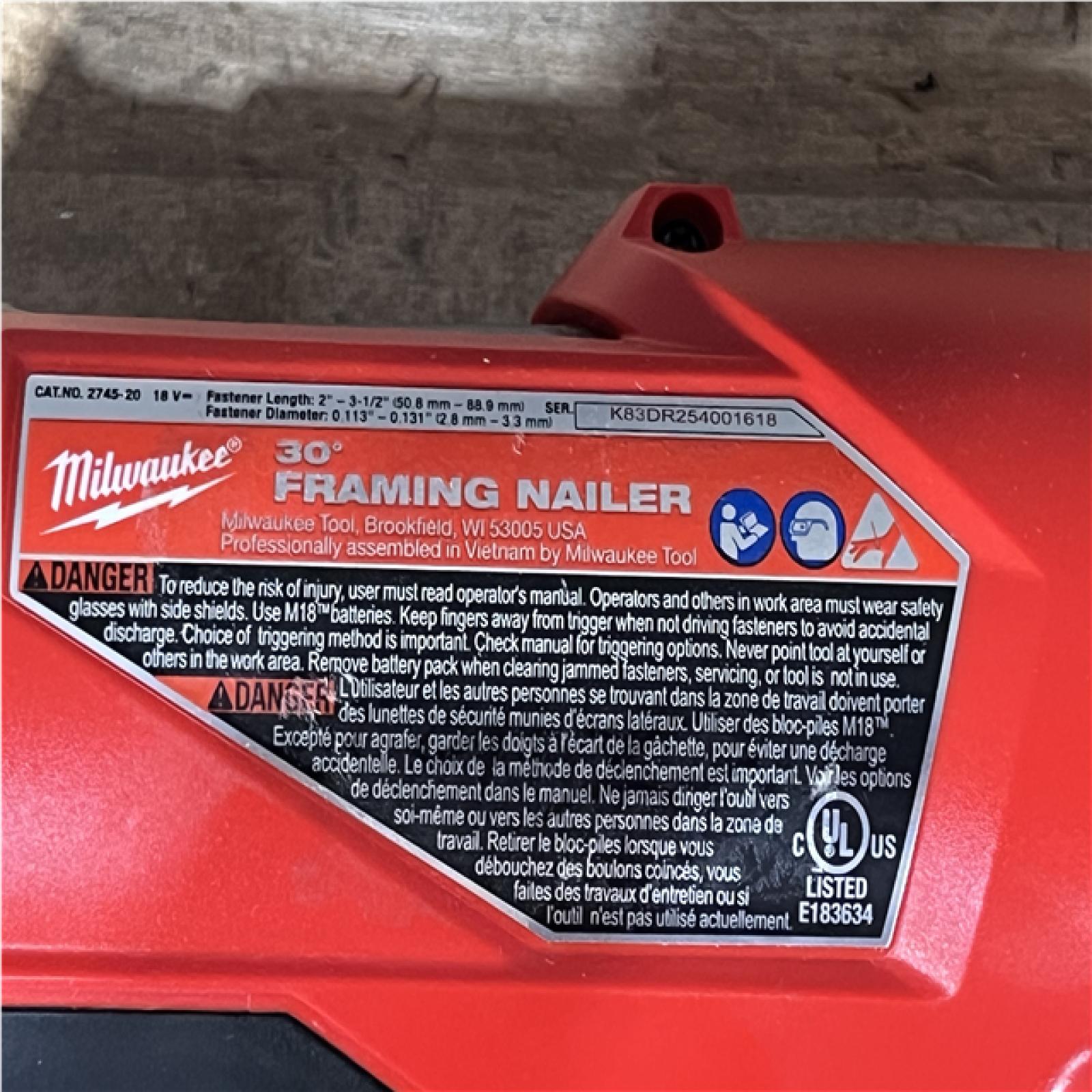 Houston Location AS-IS Milwaukee FUEL 3-1/2 in. 18-Volt 30-Degree Lithium-Ion Brushless Cordless Framing Nailer (Tool-Only)