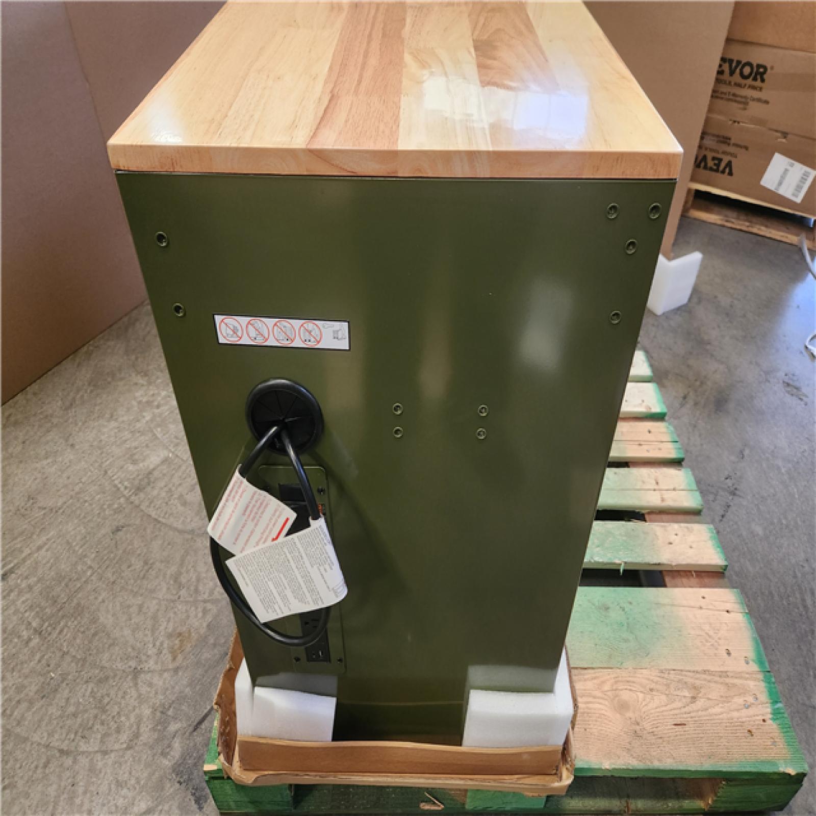 Phoenix Husky 46 in. W x 18.1 in. D 9-Drawer Army Green Mobile Workbench Cabinet with Solid Wood Top