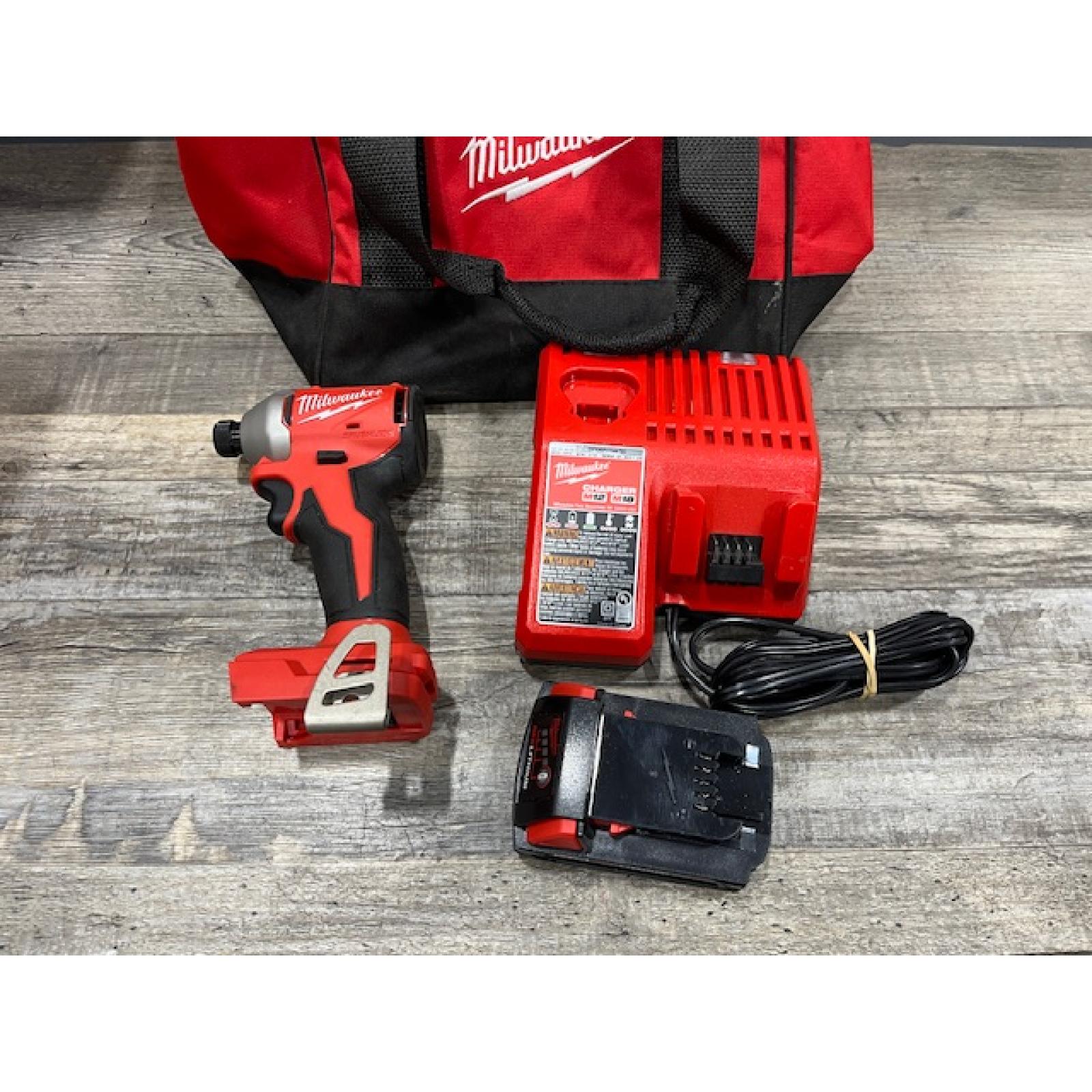 AS-IS Milwaukee 18-Volt Lithium-Ion Compact Brushless Cordless 1/4 in. Impact Driver Kit