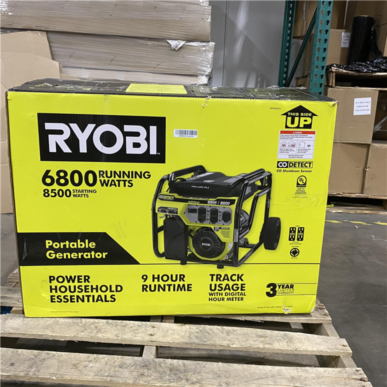 Dallas Location - As-Is RYOBI 6800-Watt Gasoline Powered Portable Generator