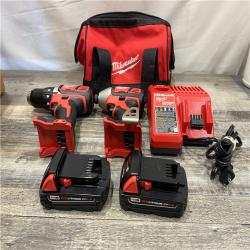 AS-IS Milwaukee 18V Lithium-Ion Cordless Drill Driver/Impact Driver Combo Kit