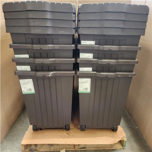 Phoenix LIKE NEW StyleWell 90 Gal. Resin Deck Box with Wheels in Brown Pallet of 8 (RV: $639)