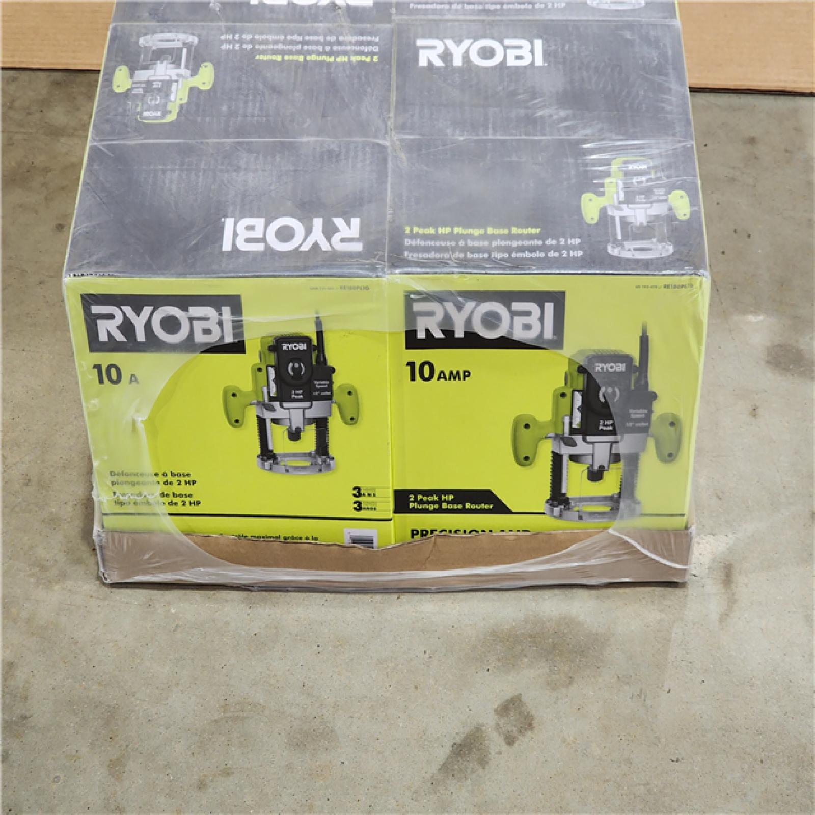 HOUSTON LOCATION - AS-IS (NEW)RYOBI 2 Peak Plunge Base Corded Router QTY - 4