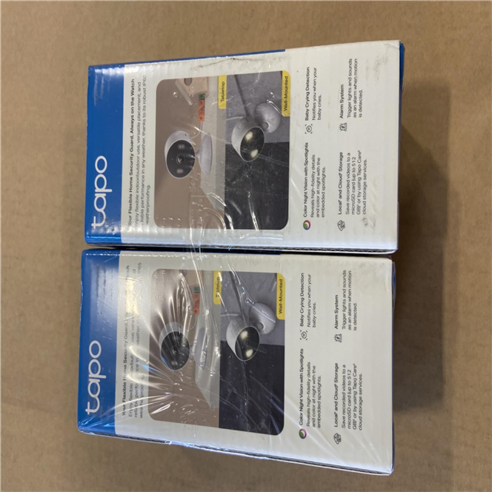 NEW! - TP-LINK Tapo TCW61 Indoor/Outdoor Plug-in Security Camera w/ Color Night Vision, Free AI Detection, 2-Way Audio, Local Storage (2 UNITS)