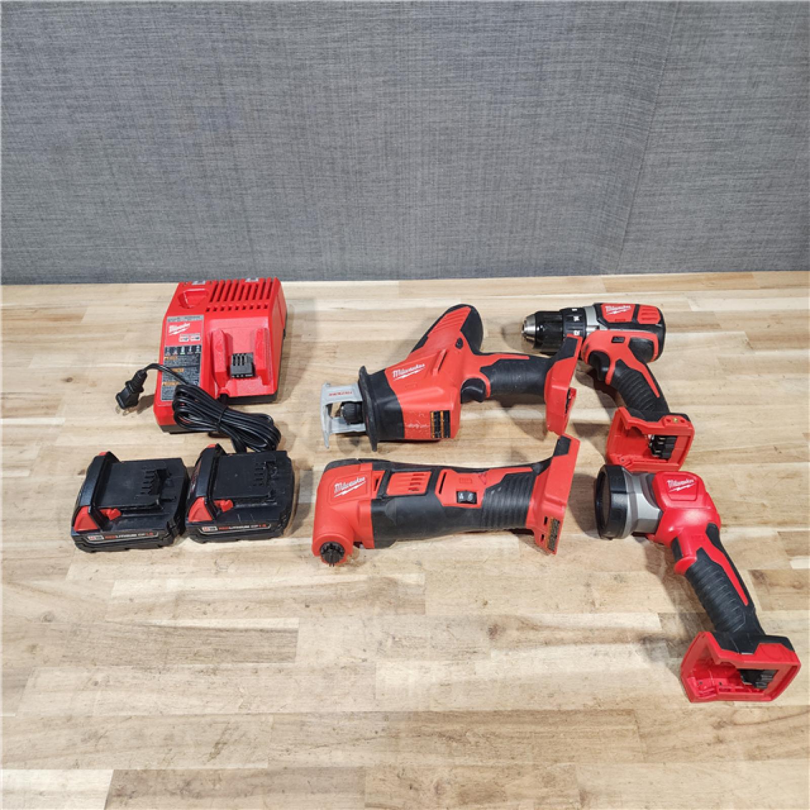 HOUSTON LOCATION - AS-IS M18 18V Lithium-Ion Cordless Combo Kit (4-Tool) with (2) Batteries  Charger and Tool Bag