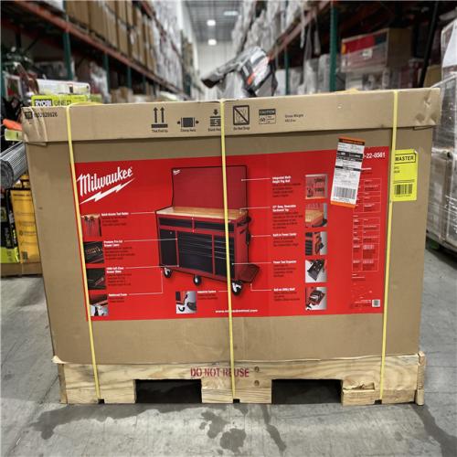 DALLAS LOCATION- AS-IS MILWUAKEE 61 in.11-Drawer/1-Door 22 in. D Mobile Workbench with Sliding Pegboard Back Wall Red/Black