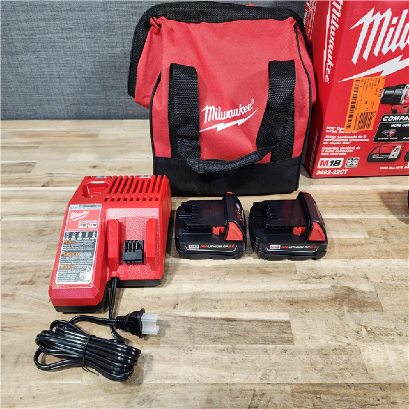 HOUSTON LOCATION - AS-IS Milwaukee  18V Lithium-Ion Brushless Cordless Compact Drill/Impact Combo Kit