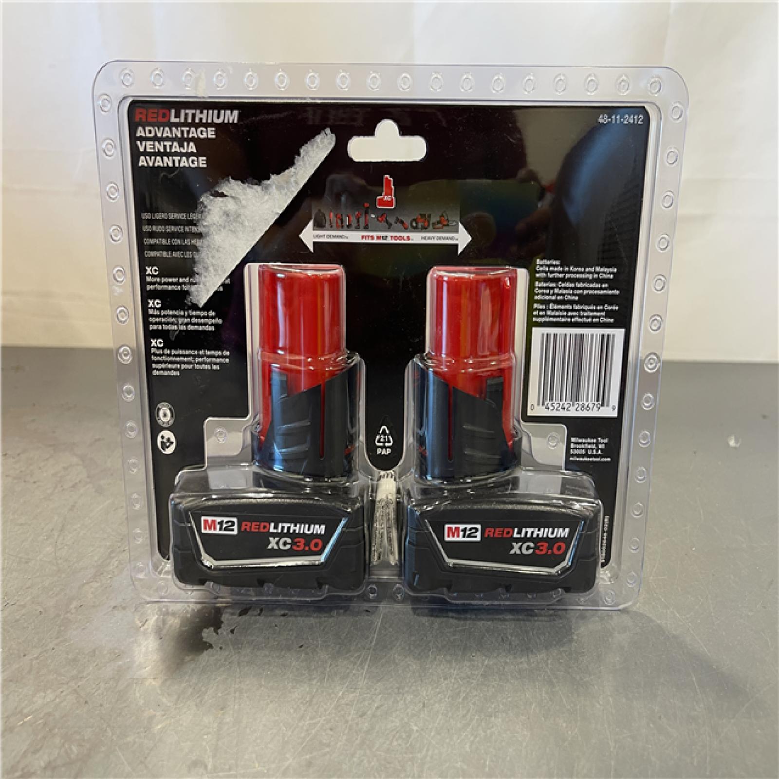 New! - Milwaukee M12 12-Volt Lithium-Ion XC Extended Capacity 3.0Ah Battery Pack 3.0Ah (2-Pack)