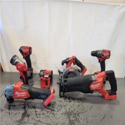 AS-IS- Milwaukee M18 FUEL 18V Lithium-Ion Brushless Cordless Combo Kit with Two 5.0 Ah Batteries  1 Charger  2 Tool Bags (7-Tool)