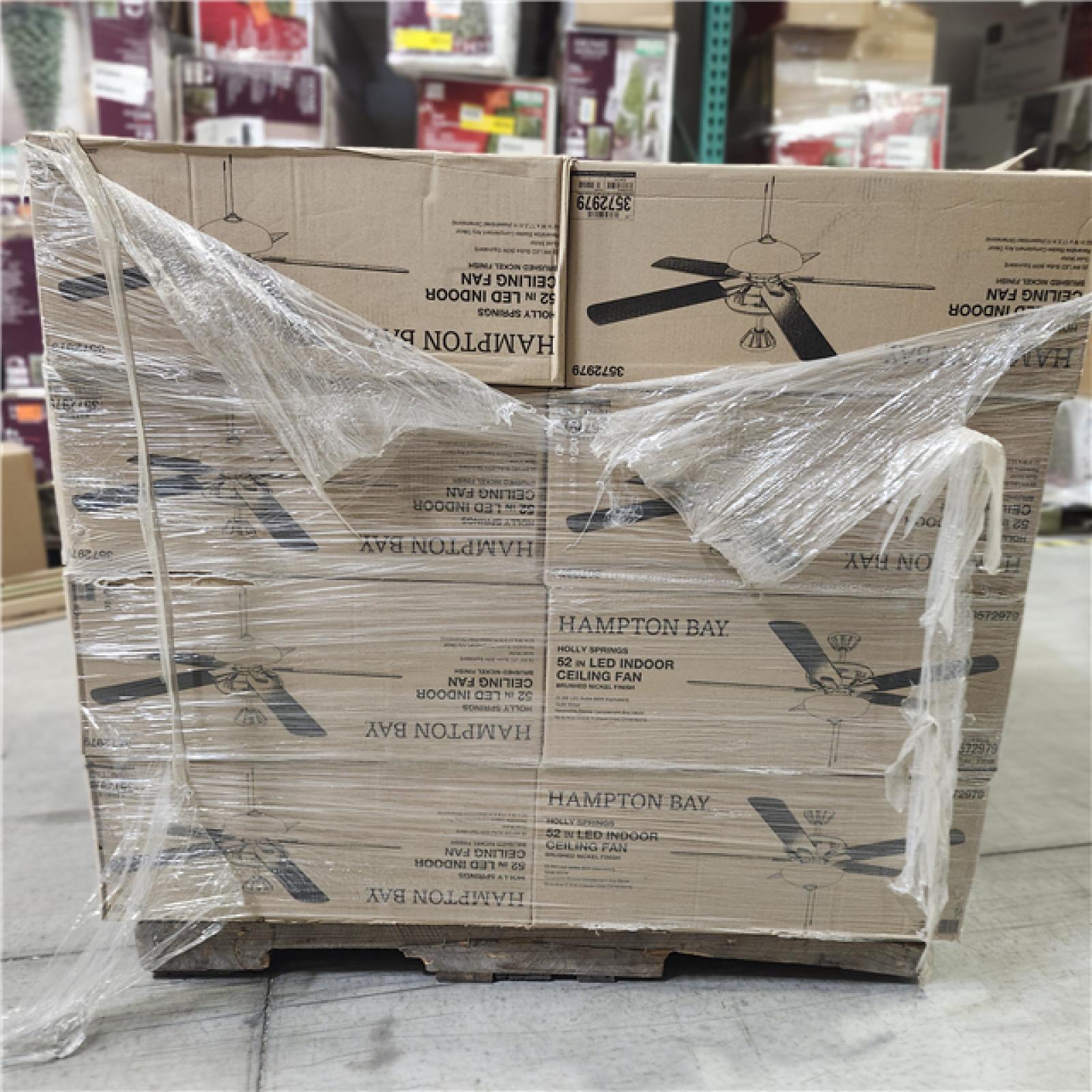 DALLAS LOCATION - Holly Springs 52 in. LED Indoor Brushed Nickel Ceiling Fan with Light Kit PALLET -(24 UNITS)