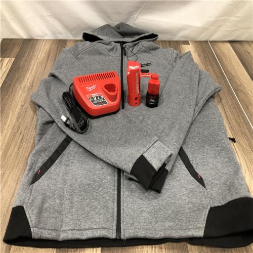 AS-IS Milwaukee Men's X-Large 12-Volt Lithium-Ion Cordless Gray Heated Jacket Hoodie Kit