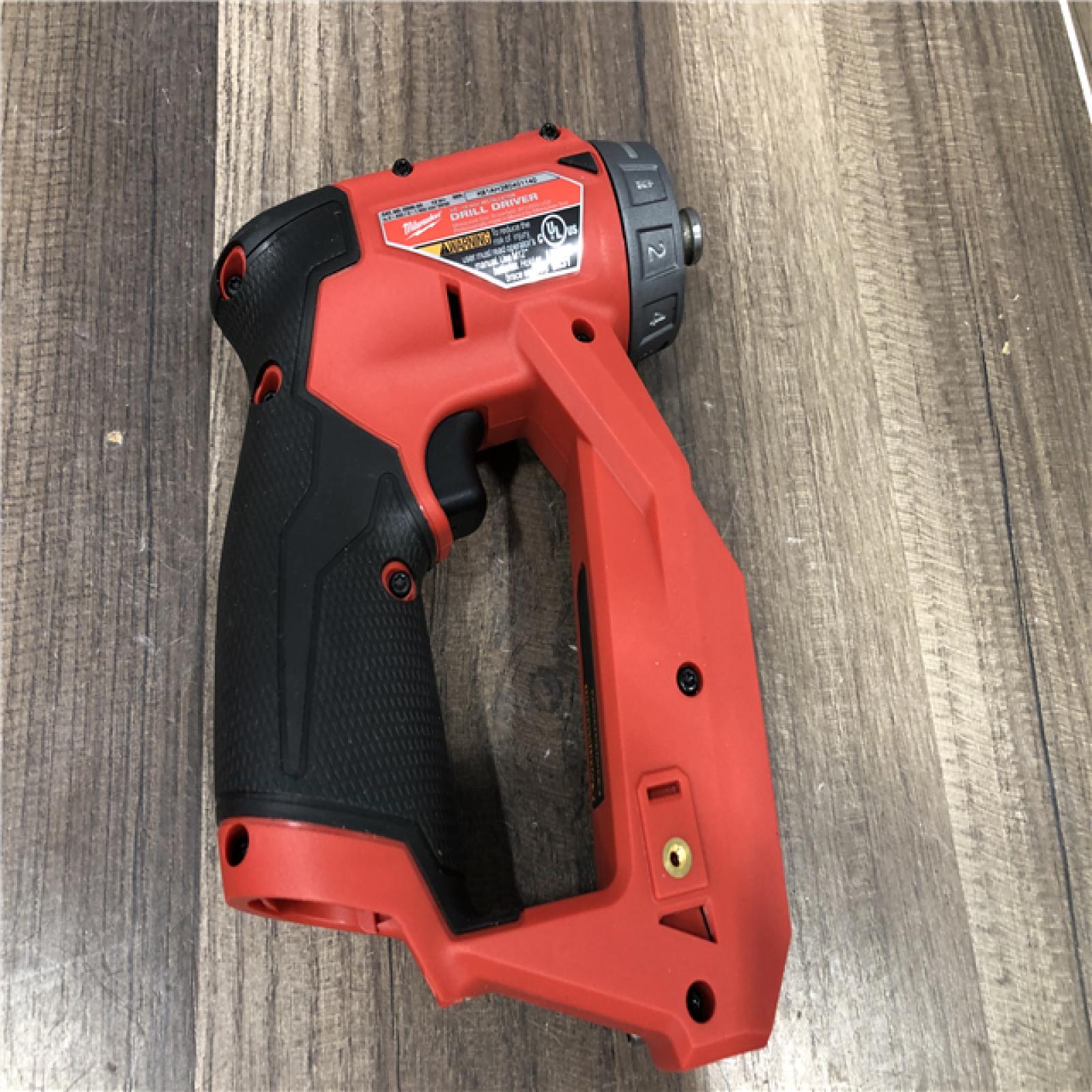 AS-IS Milwaukee FUEL 12V Lithium-Ion Brushless Cordless 4-in-1 Installation 3/8 in. Drill Driver with 4 Tool Head (Tool-Only)