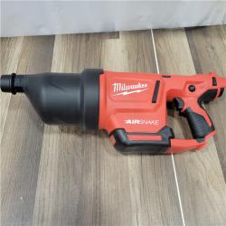 AS-IS Milwaukee  M12 12-Volt Lithium-Ion Cordless Drain Cleaning Airsnake Air Gun Kit with (1) 2.0Ah Battery, Toilet Attachments
