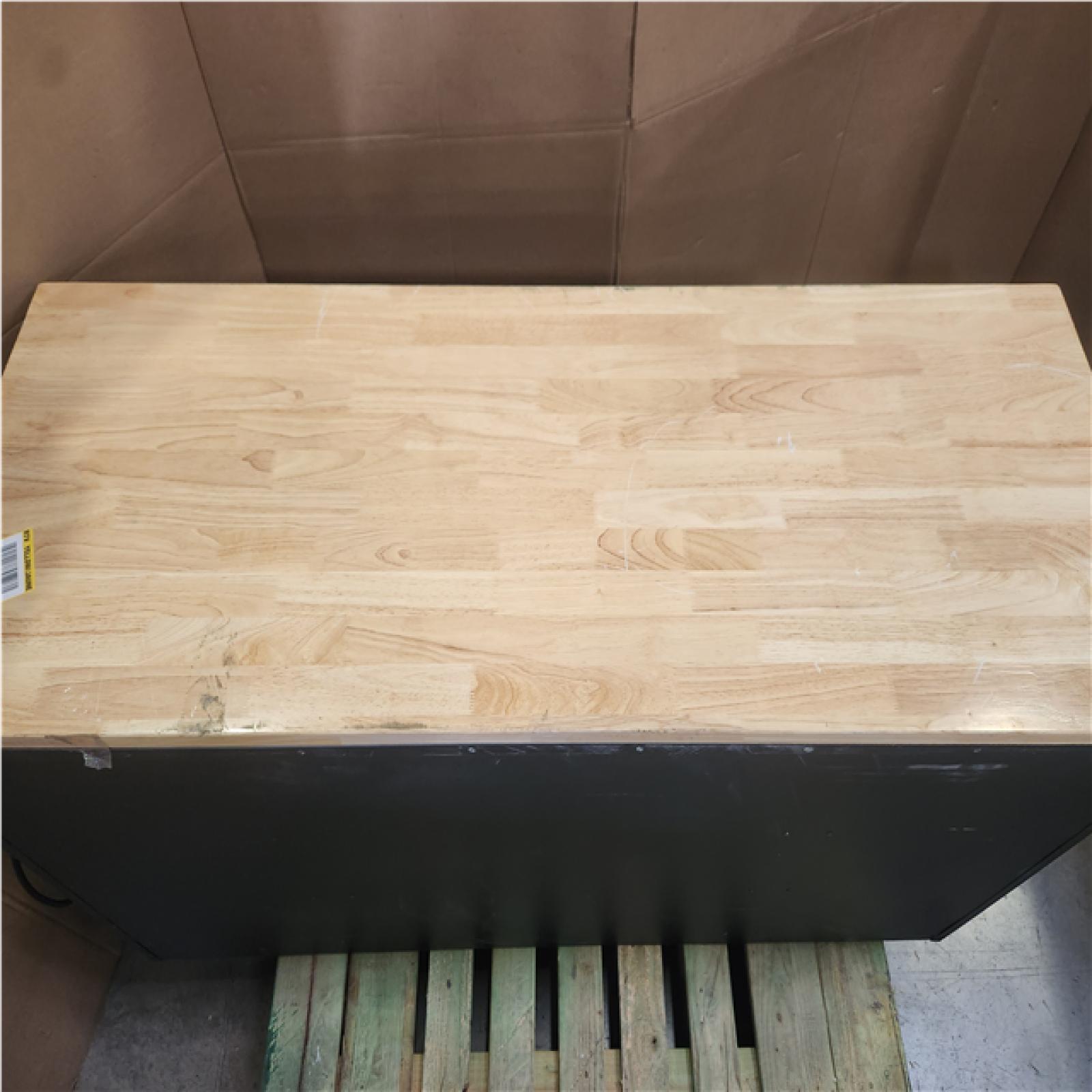 Phoenix LIKE NEW Husky Heavy Duty 61 in. W x 22 in. D 15-Drawer Matte Black Mobile Workbench Cabinet with Solid Wood Top