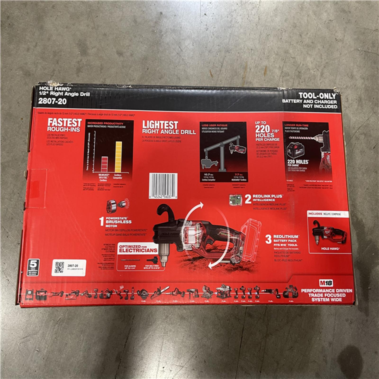 NEW! - Milwaukee M18 FUEL GEN II 18V Lithium-Ion Brushless Cordless 1/2 in. Hole Hawg Right Angle Drill (Tool-Only)