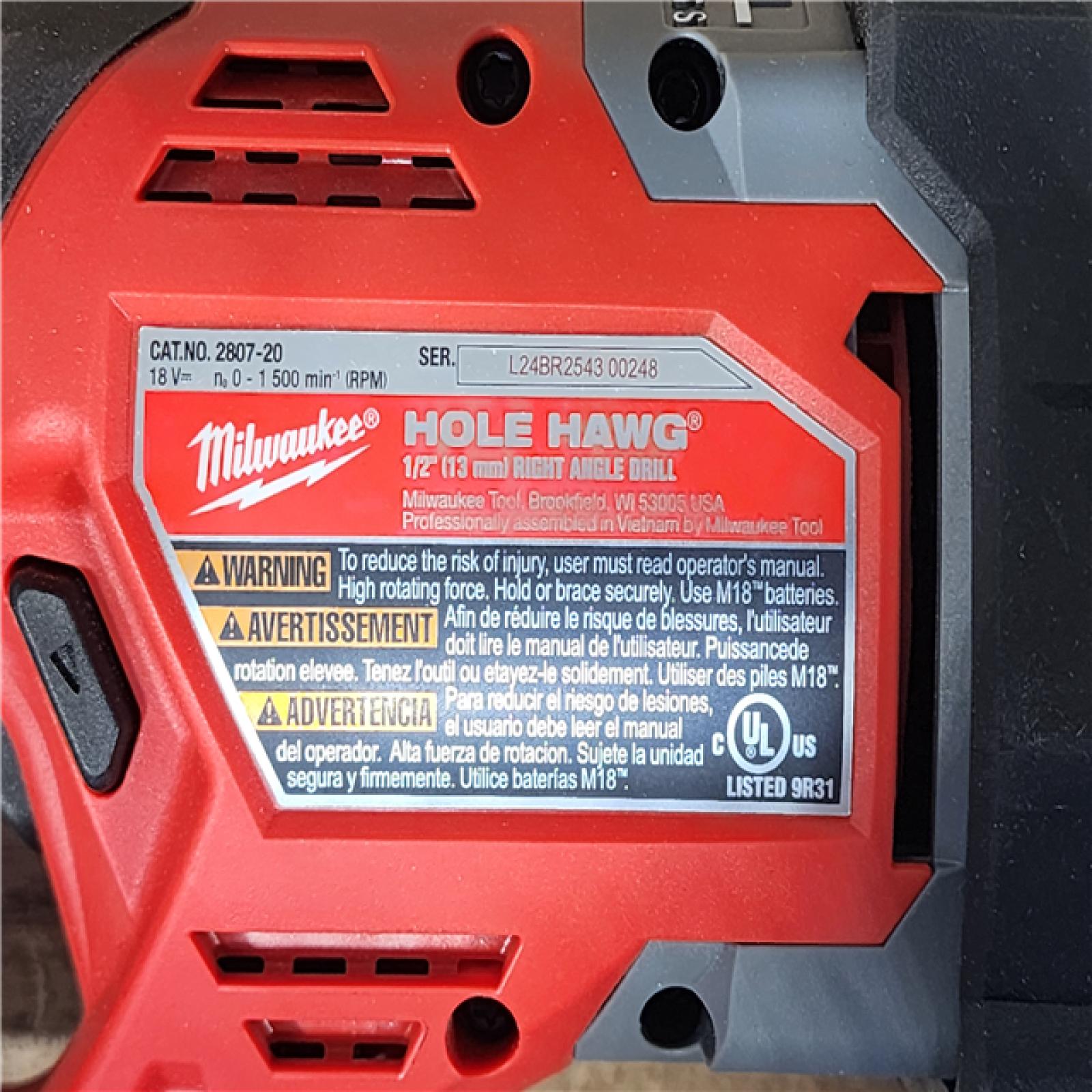 HOUSTON LOCATION - AS-IS Milwaukee FUEL GEN II 18V Lithium-Ion Brushless Cordless 1/2 in. Hole Hawg Right Angle Drill (Tool-Only)