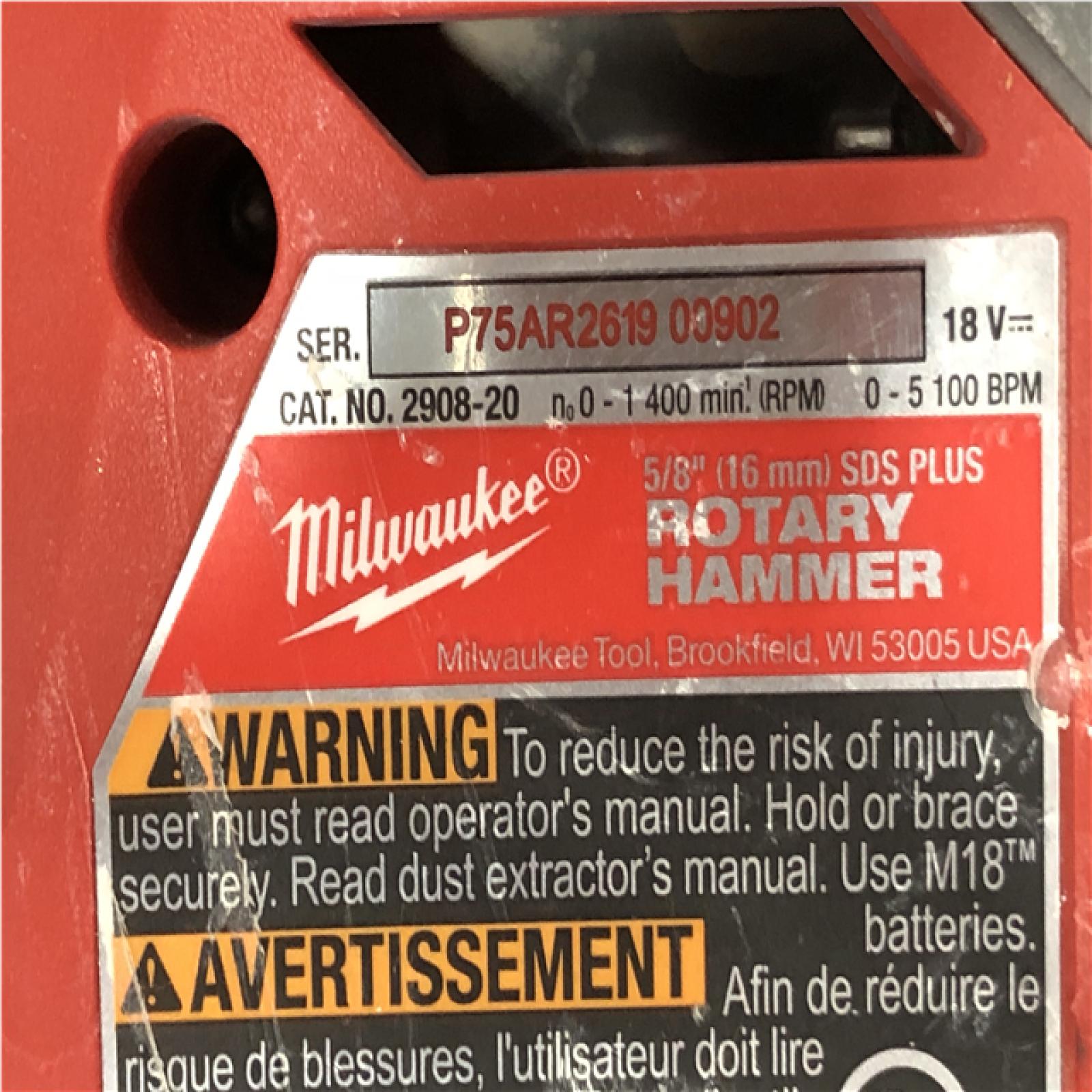 AS-IS Milwaukee FUEL 18V Lithium-Ion Brushless Cordless 5/8 in. SDS-Plus Rotary Hammer (Tool-Only)