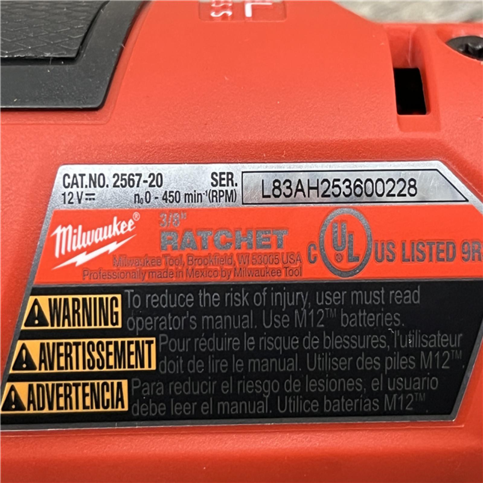 AS-IS Milwaukee FUEL 12-Volt Lithium-Ion Brushless Cordless High Speed 3/8 in. Ratchet (Tool-Only)