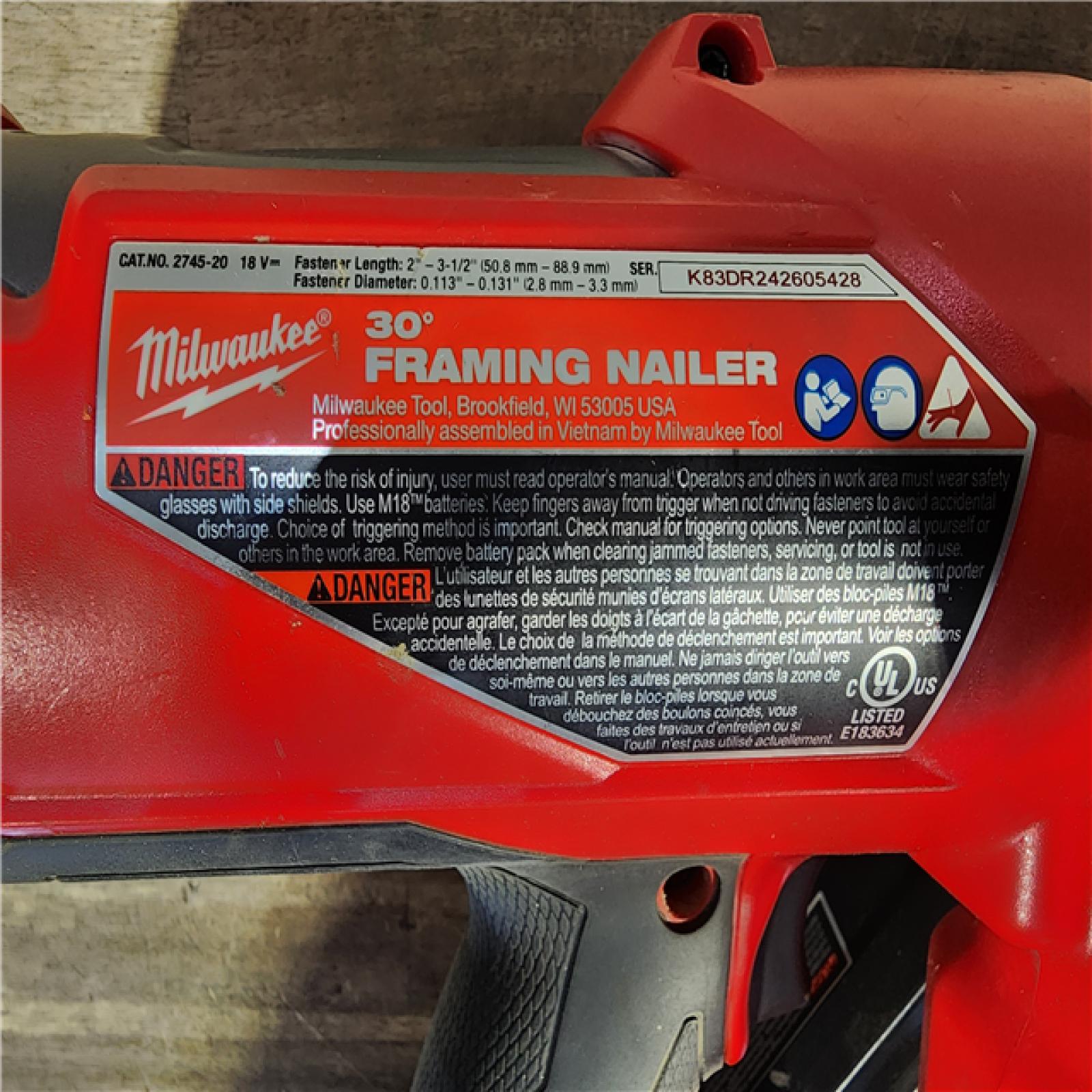 HOUSTON LOCATION - AS-IS M18 FUEL 3-1/2 in. 18-Volt 30-Degree Lithium-Ion Brushless Cordless Framing Nailer (Tool-Only)