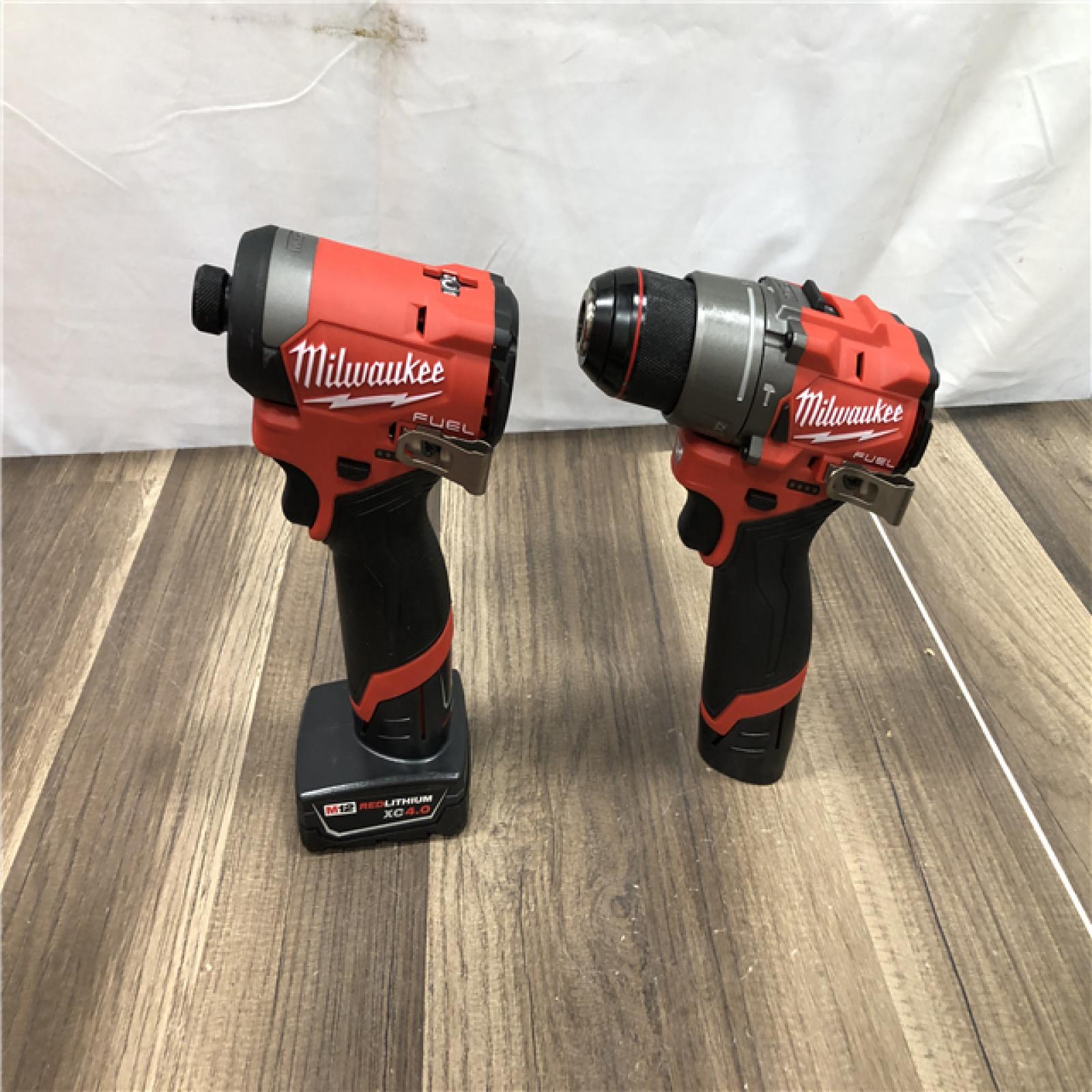 AS-IS Milwaukee FUEL 12-Volt Lithium-Ion Brushless Cordless Hammer Drill and Impact Driver Combo Kit