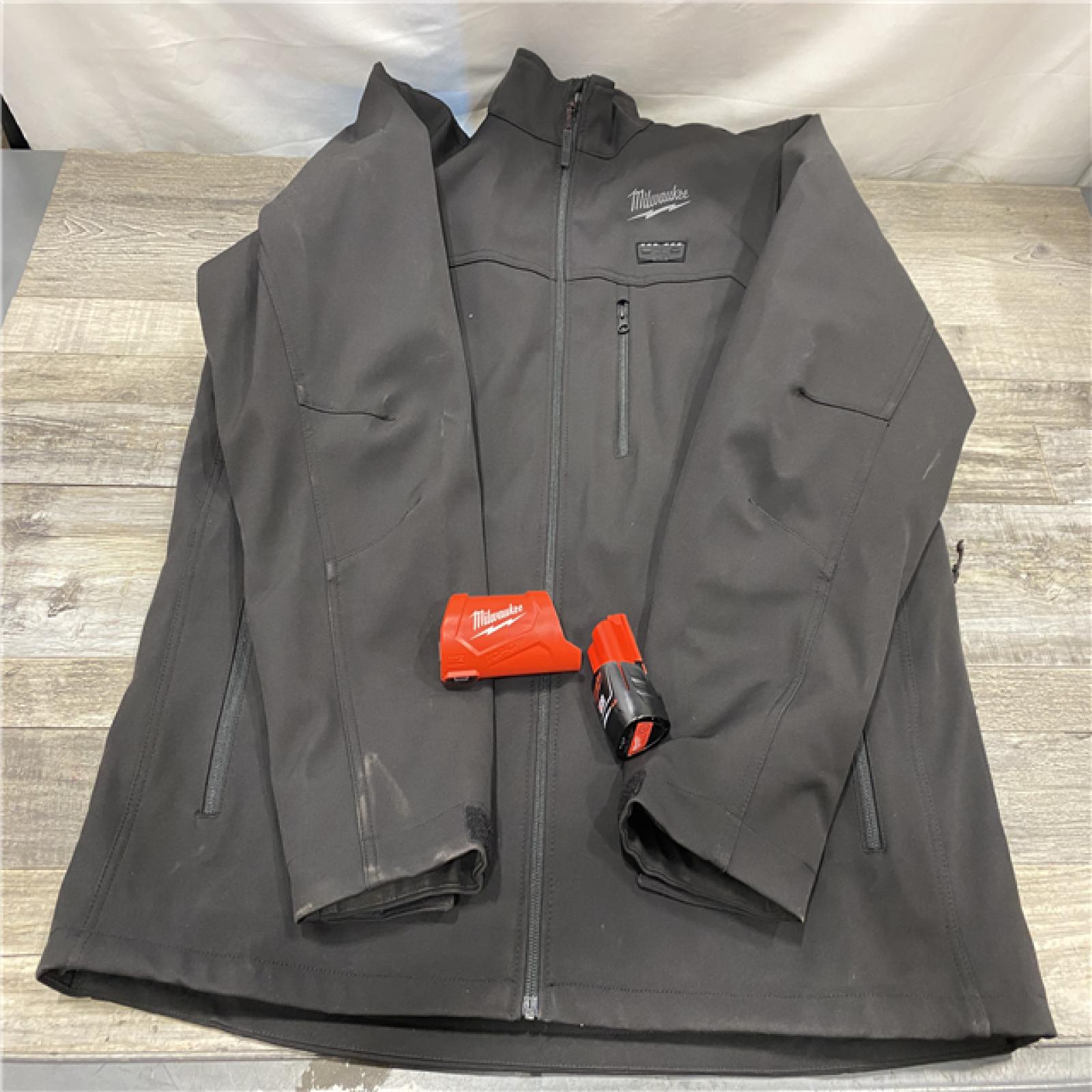 AS-IS Milwaukee Men's 2X-Large 12-Volt Lithium-Ion Cordless Tough Shell Black Heated Jacket Kit