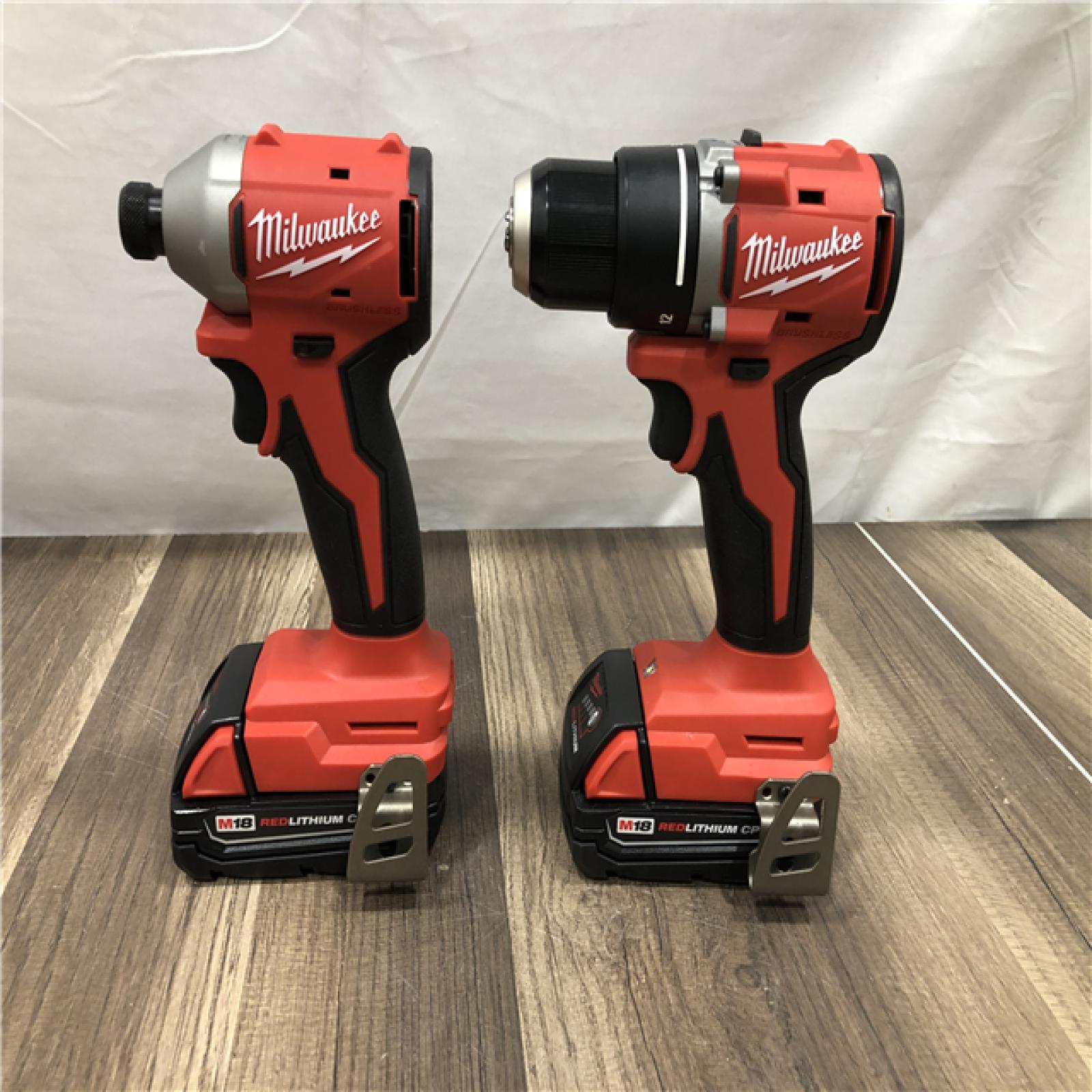 AS-IS Milwaukee M18 18V Lithium-Ion Brushless Cordless Compact Drill/Impact Combo Kit