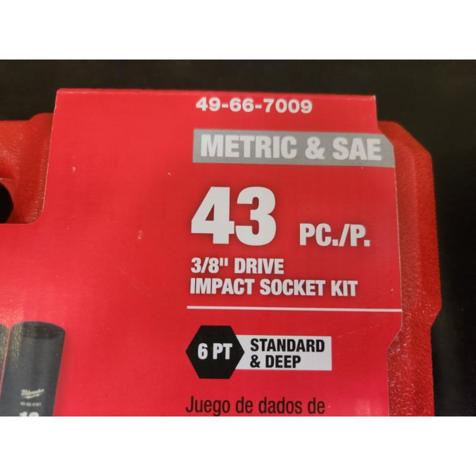 Phoenix NEW Milwaukee SHOCKWAVE 3/8 in. Drive SAE and Metric 6 Point Impact Socket Set (43-Piece) (SEALED)