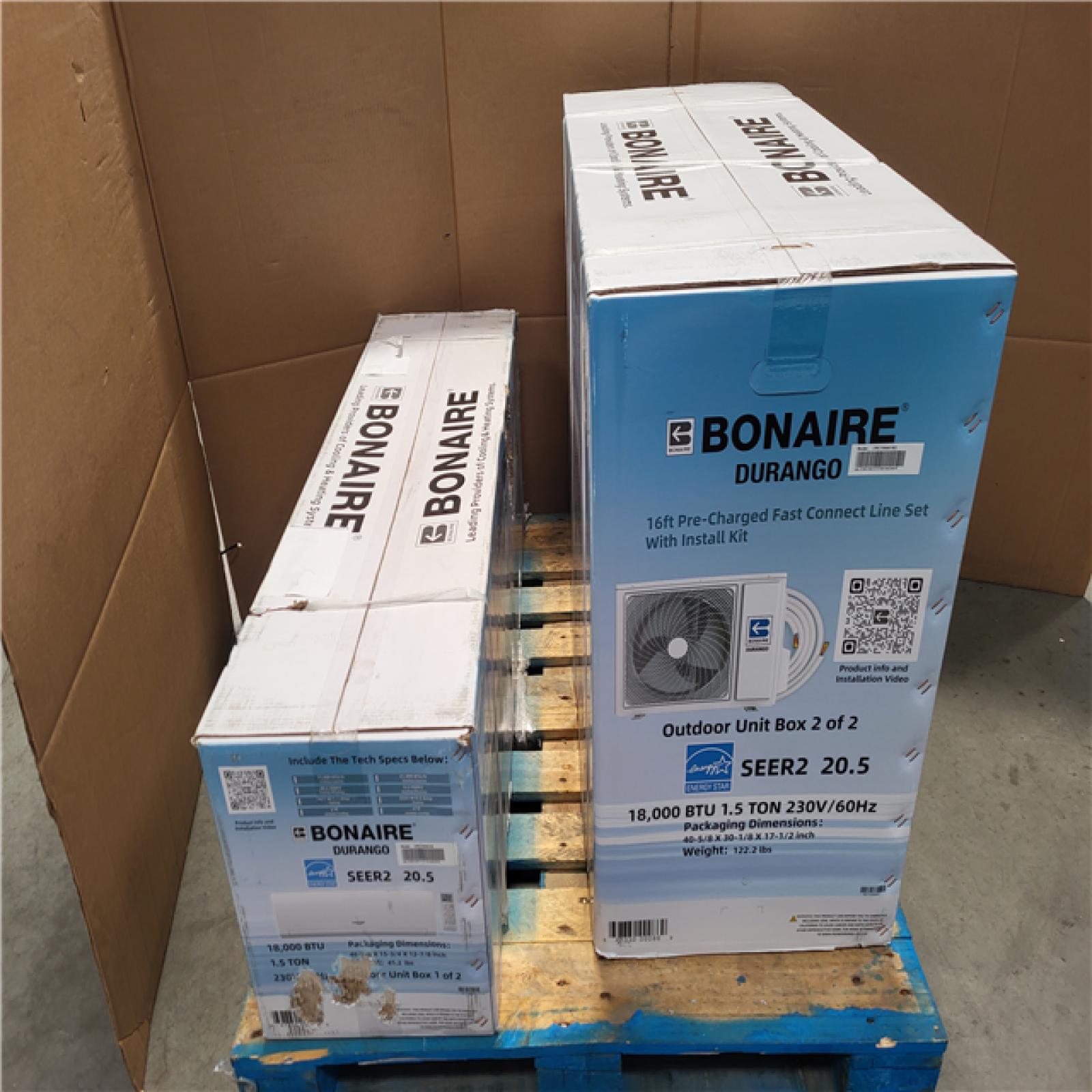 CALIFORNIA AS-IS NEW BONAIRE DUCTLESS MINI SPLIT HEATING AND COOLING UNIT