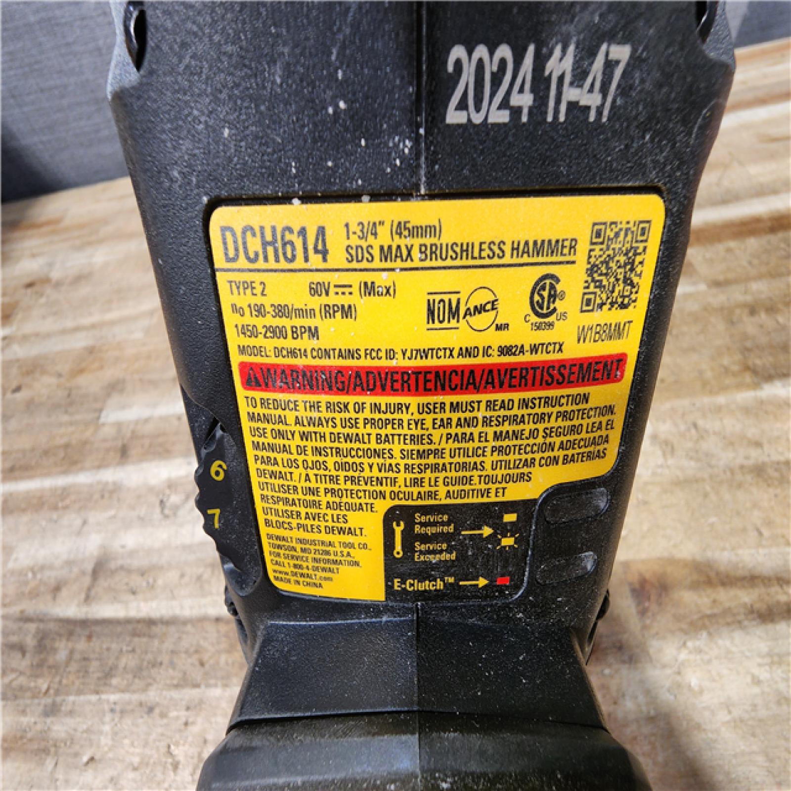 HOUSTON LOCATION - AS - IS DEWALT FLEXVOLT 60V MAX Lithium-Ion Brushless Cordless 1-3/4 in. SDS MAX Combination Rotary Hammer (Tool Only)