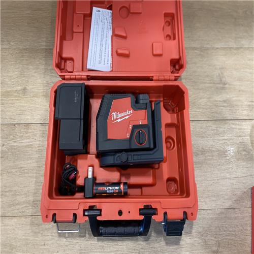 AS-IS Milwaukee Green 100 ft. Cross Line and Plumb Points Rechargeable Laser Level with REDLITHIUM Lithium-Ion