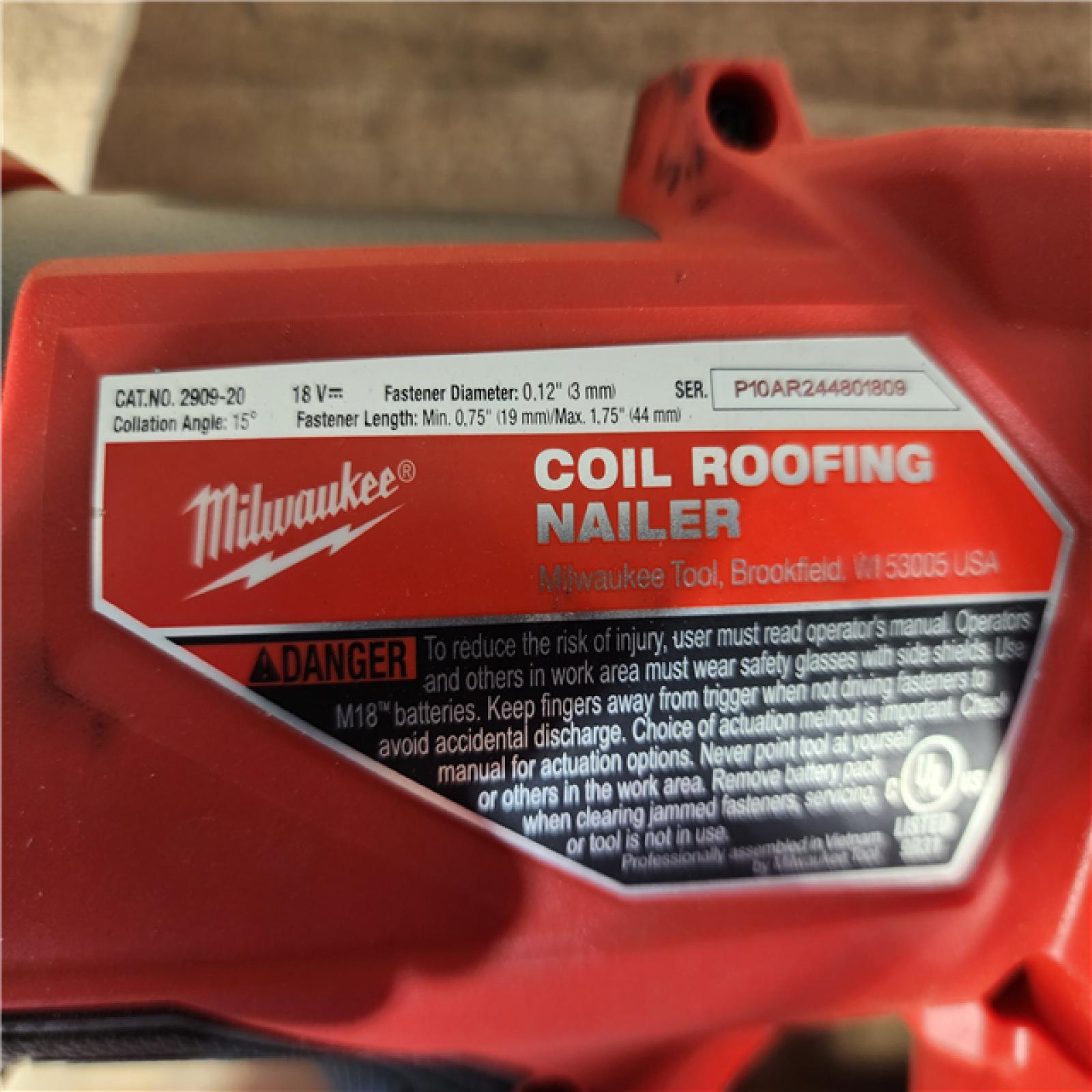HOUSTON LOCATION - AS-IS Milwaukee FUEL 18-Volt Lithium-Ion Brushless Cordless Coil Roofing Nailer (Tool Only)