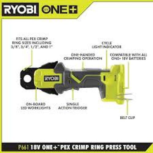 Phoenix Location NEW RYOBI ONE+ 18V PEX Crimp Ring Press Tool (Tool Only) P661