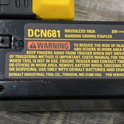 AS-IS DEWALT Cordless 18-Gauge Narrow Crown Stapler (Tool Only)