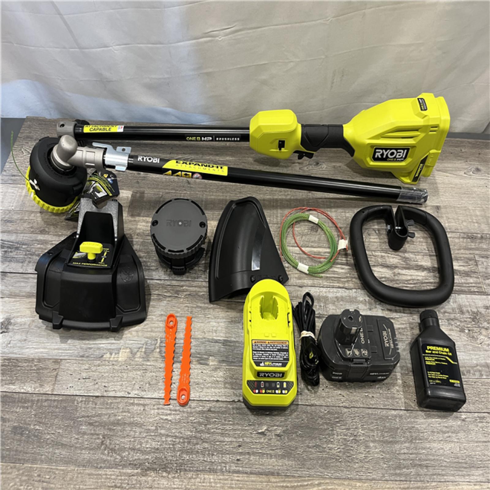 AS-IS RYOBI ONE+ HP 18V Brushless Whisper Series 15 in. Cordless Attachment Capable String Trimmer Kit