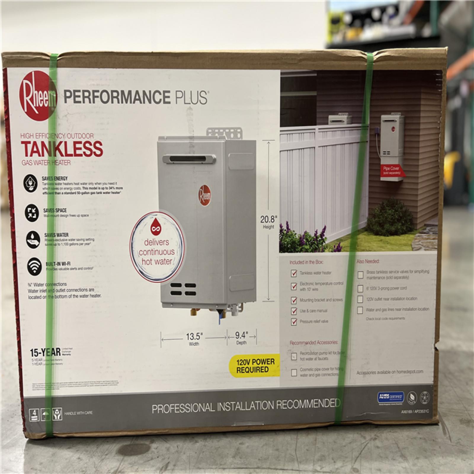 NEW! -Rheem Performance Plus 9.5 GPM Natural Gas Outdoor Smart Tankless Water Heater