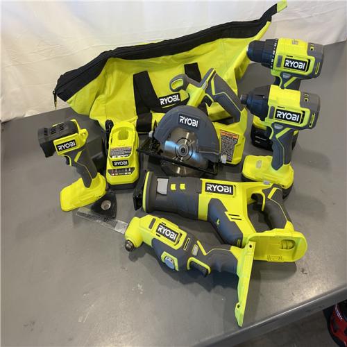 AS-IS - ONE+ 18V Cordless 6-Tool Combo Kit with 1.5 Ah Battery, 4.0 Ah Battery, and Charger